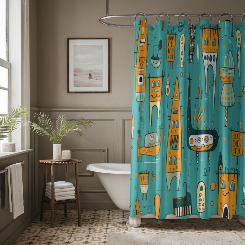 Peppy City - Rideau de douche Premium, H 74 po x l 71 po