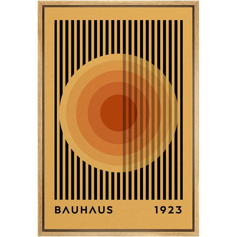 Abstract Vibrant Color Blocks " Mid-Century Bauhaus Orange Circle Shapes ", 24" H x 16" W, Natural
