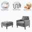 Chaise d'appoint rembourrée en lin avec accoudoirs et capitonnage pour le salon et la chambre à coucher, standard-1269922042