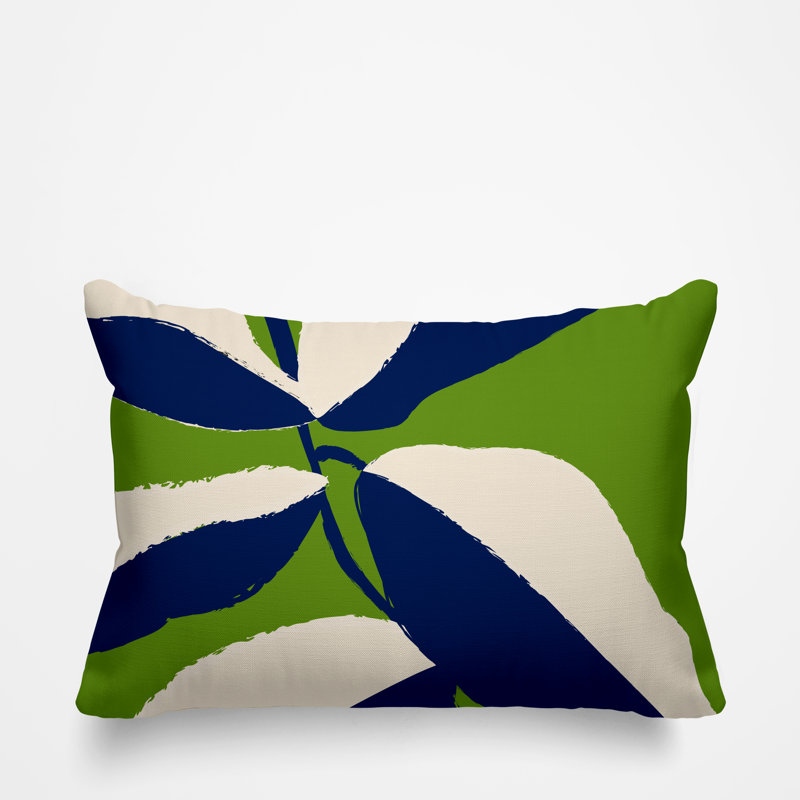 Coussin décoratif intérieur / extérieur en polyester filé Vani, Chartreuse, H 14 po x l 20 po