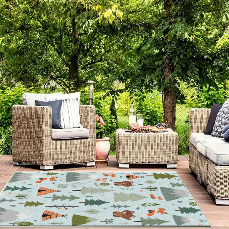 Animal & Tree Pattern Area Rug, Soft And Lightweight, Suitable For All Seasons, Easy To Maintain And Easy To Clean, Machine Washable Carpet Floor Mat, Suitable For Living Room, Bedroom, Dining Room, Balcony, Patio, Room Decor, Home Decor, Outdoor Decor