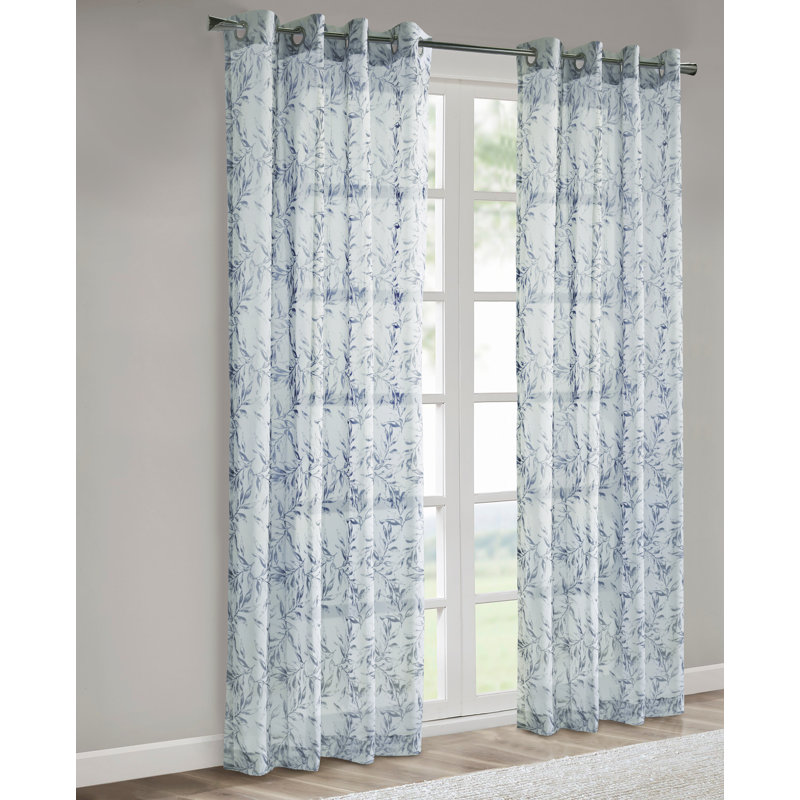 Panneau de rideau semi-diaphane avec œillets Gerarde, L 52 po x L 95 po, Indigo
