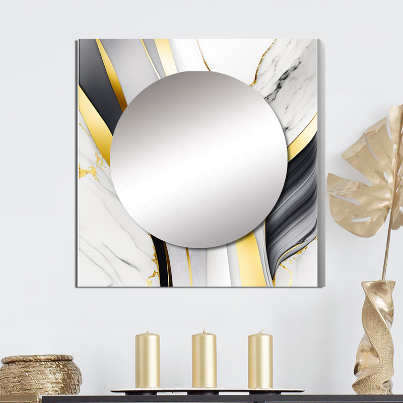 Dennisha - Miroir carré abstrait pour art de salle de bain, 23 po x 23 po