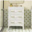 Ensemble de meuble-lavabo simple 24 po avec lavabo en céramique, ensemble de meuble-lavabo autoportant avec 3 tiroirs, cadre en bois massif, blanc
