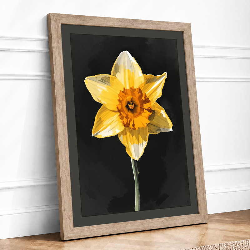 Golden Daffodil Botanical - Framed Print, A4 - 29.7 x 21.0 cm, Oak
