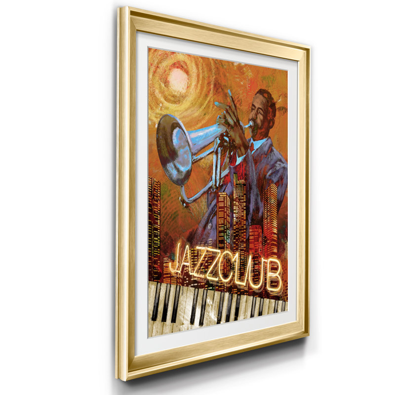 Jazz Club - Reproduction d'art sur papier encadré, Doré, H 22,5 po x l 30,5 po x P 1,5 po