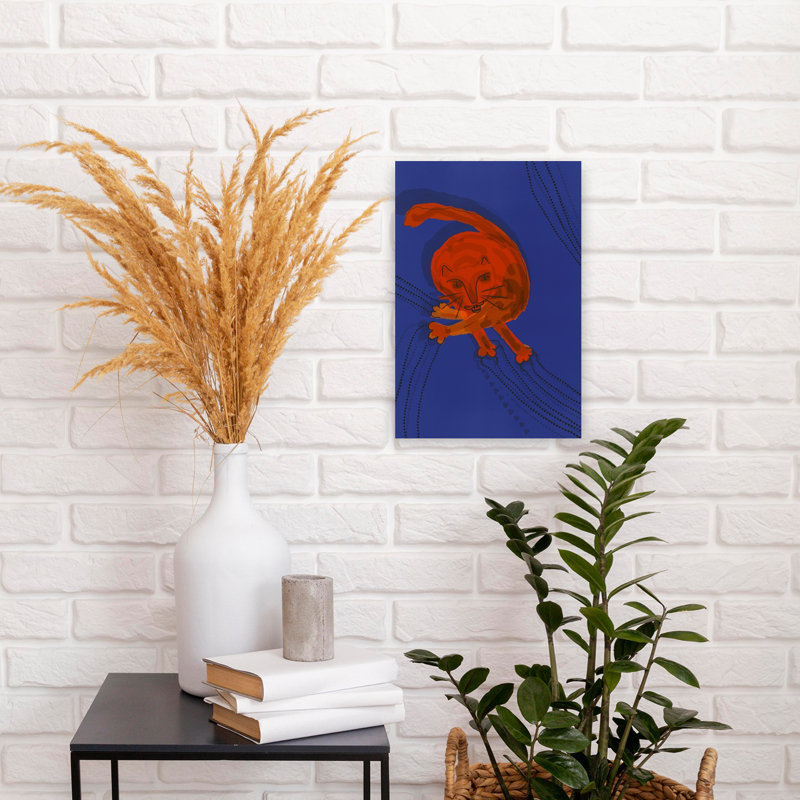 Contemporary Art Contemporary Minimalist Retro Cat Wall Art - Wrapped Canvas Print, 45.72 cm H x 30.48 cm W