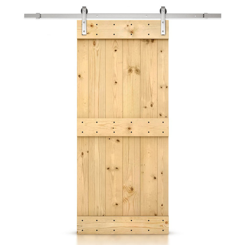 Porte de grange à panneaux Mid-Bar Series, 36 po x 84 po, Sans finition, Acier inoxydable