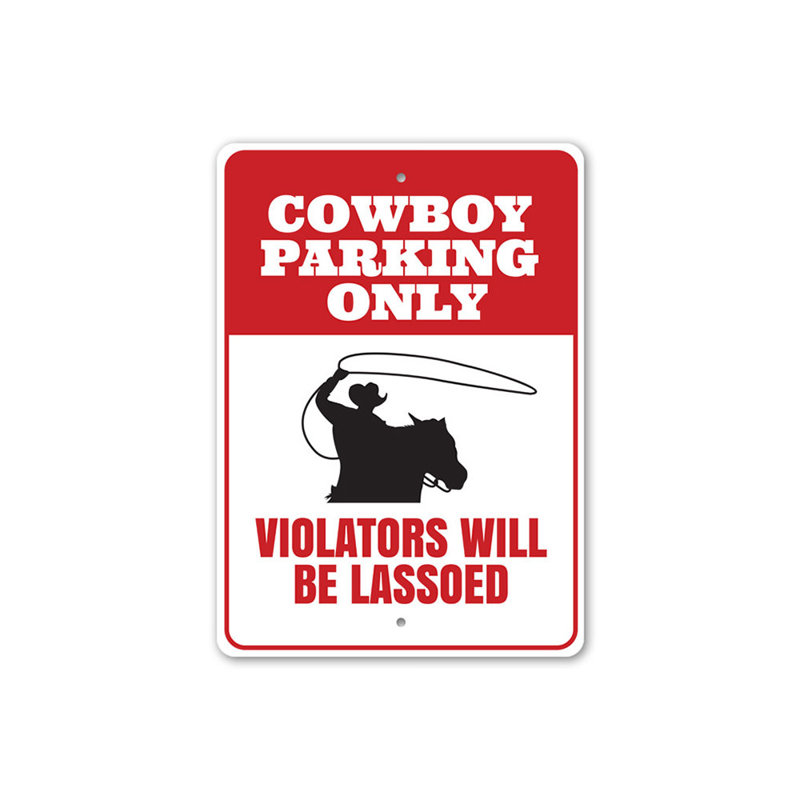 Enseigne de cowboy en aluminium, H 18 po x l 12 po x P 0,06 po