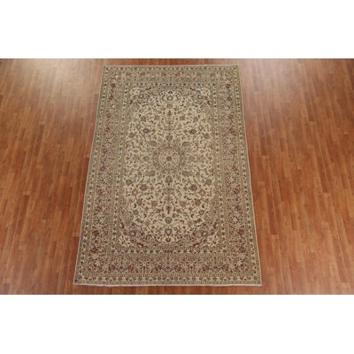 Tapis beige en laine noué à la main de conception unique 6 pi 5 po x 10 pi 0 po années 1970 Rigtje