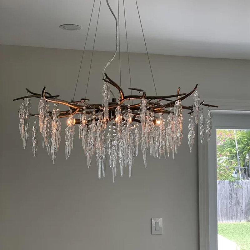 Annie 32" W 5-Light Dimmable Tiered Chandelier with Crystal Accents
