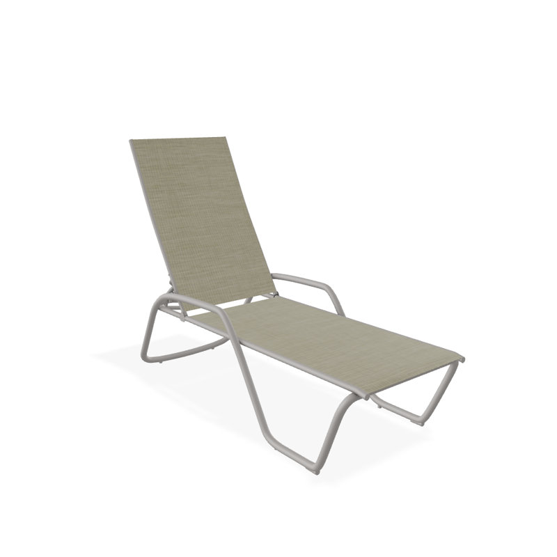 Outdoor Rust-Resistant Metal Chaise Lounge, Bristol Taupe Sunbrella®, Textured Warm Gray