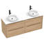Meuble-lavabo mural en chêne naturel avec vasque ronde en céramique-600534123