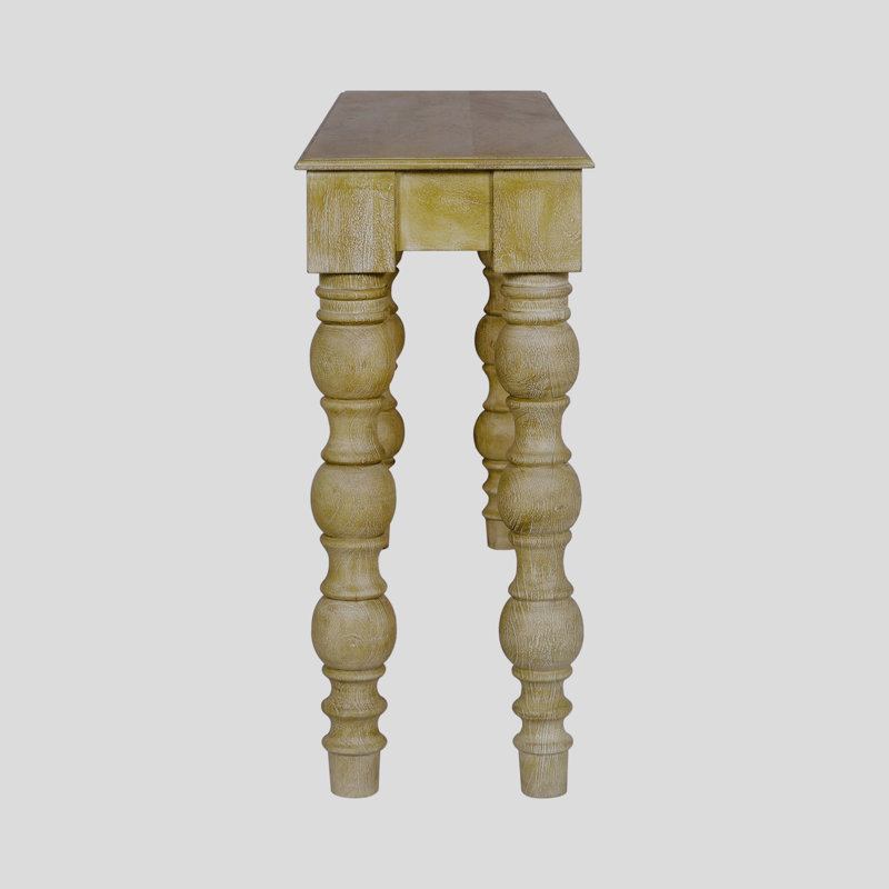 Braydan 56" Solid Wood Console Table with hand turned legs, Rustic Natural, Natural
