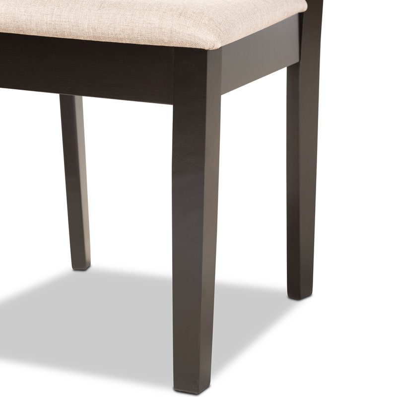 Ensemble de salle à manger 7 pièces Joslyne en tissu sable et bois brun foncé, H 37,4 po x l 18,7 po x P 20 po
