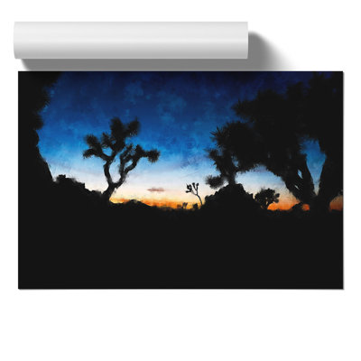 Joshua Tree National Park at Night Painting - Frameless Print