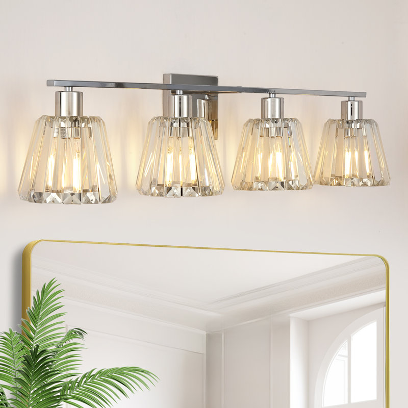 Luminaire pour meuble-lavabo inspiré de cristal Radiant, Nickel, 4 lumières