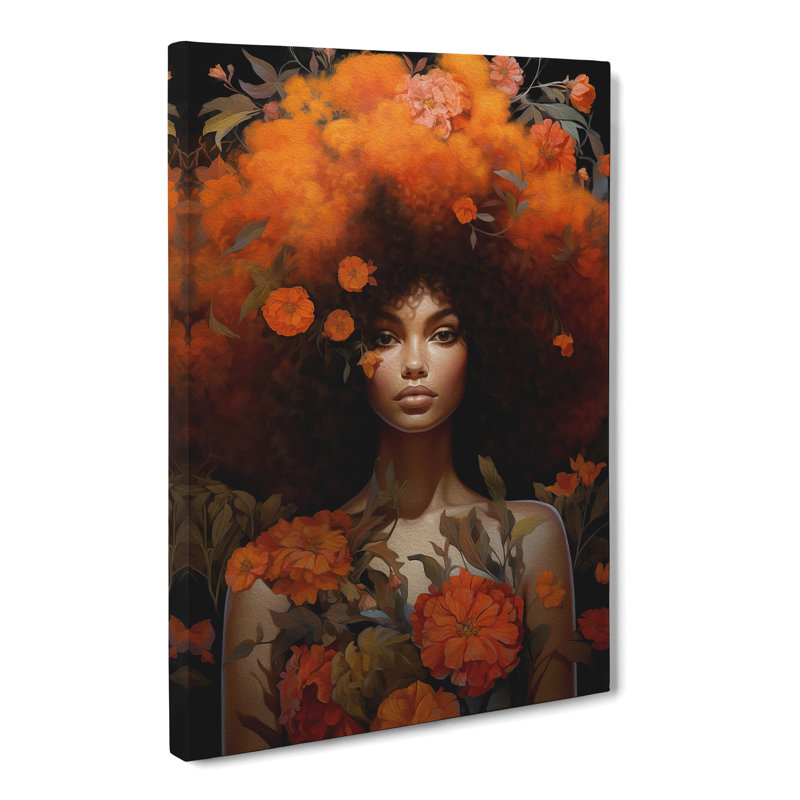 Woman With Curls Tachisme - No Frame Print, 50cm H x 35cm W x 3cm D