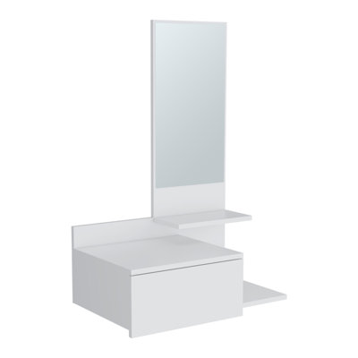 Vienna 23.6" Wide 3-Tier Shelf Floating Mirror Console Table, Full Extension Drawer