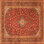 Tapis beige / rouge en chenille / polyester tissé à la machine Artherine