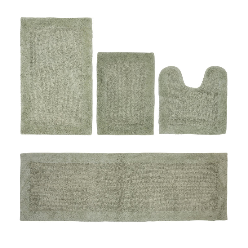Edge 100% Cotton Tufted Premium 4 Piece Bath Rug Set Machine Washable Reversible Ultra Soft & Absorbent Bathroom Rugs