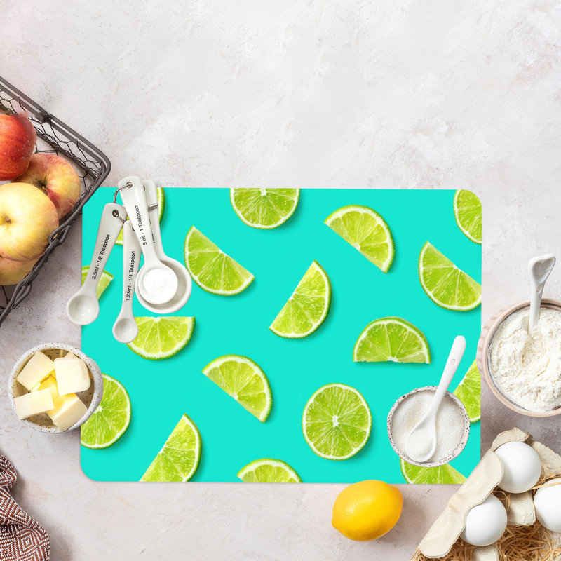 Planche à découper moderne en verre trempé à la lime et au citron, parfaite pour la cuisine en verre durable