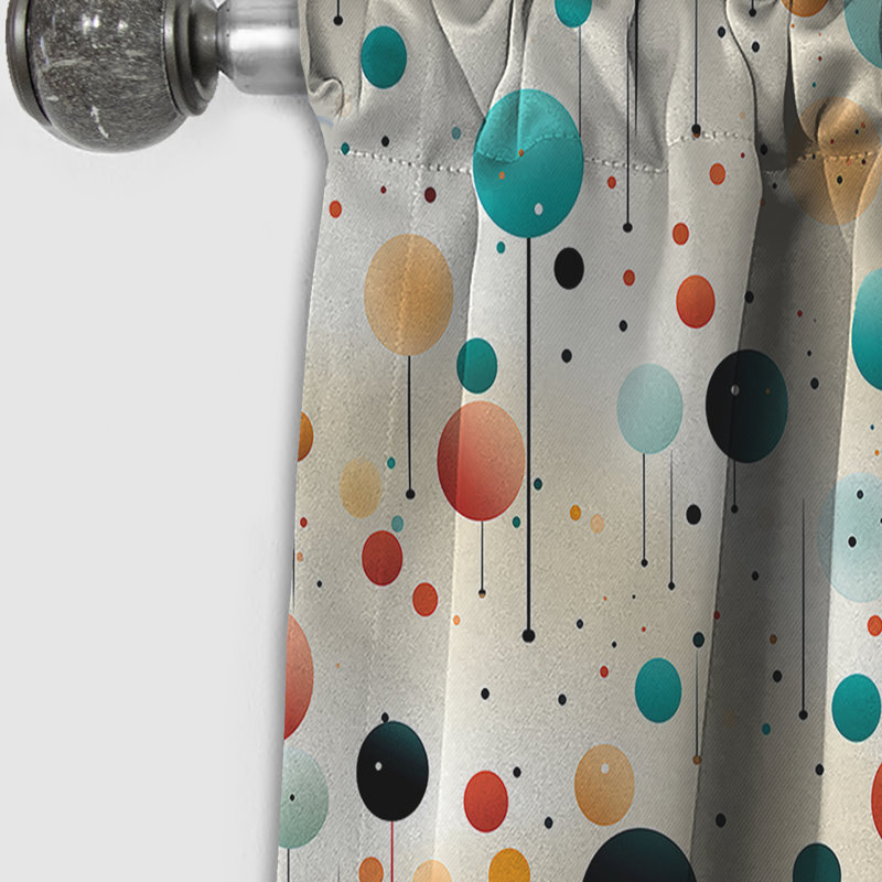 Funky Blue and Orange Retro Dots - Rideau abstrait - Rideau géométrique occultant - 1 panneaux, L 52 po x L 63 po