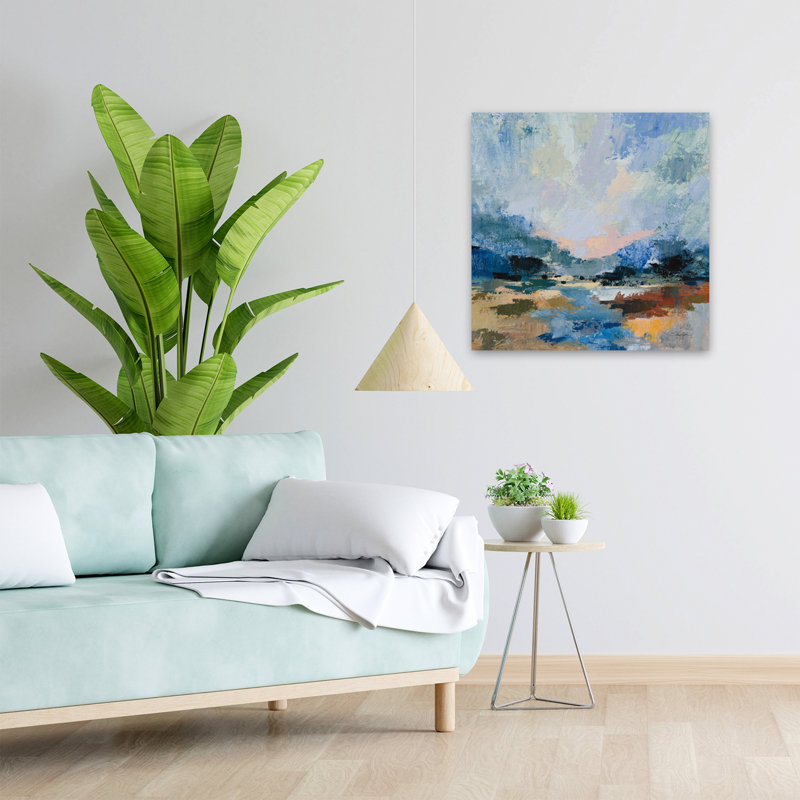 «Blue Vista I», art abstrait contemporain, H 24 po x l 24 po