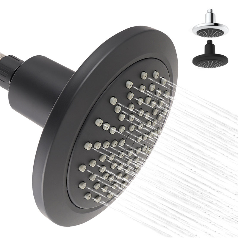 High Pressure Shower Head Rain Shower Head Chrome Platedsingle Function Showerhead,Easy Clean Face, Matte Black