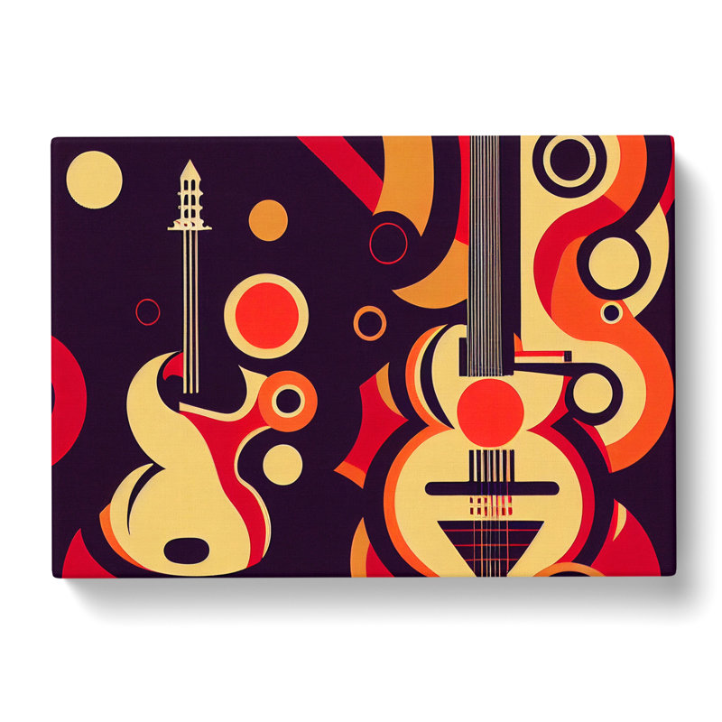 Deco Guitar - Wrapped Canvas, 40cm H x 60cm W x 3cm D