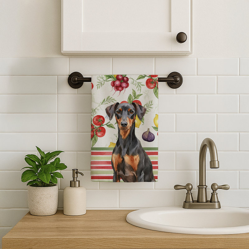 German Pinscher Vegetables Kitchen Towel, German Pinscher