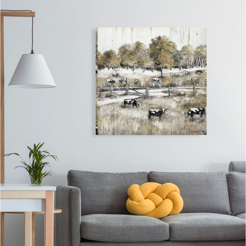 « lazy pâturage », peinture sur toile tendue, H 32 po x l 32 po x P 1,5 po