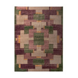 Hand-Knotted Classic Geometric Rug Purple Green Pattern By Rug & Kilim