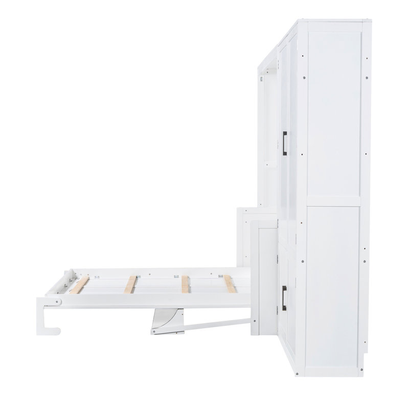 Lit relevable hydraulique pour grand lit avec garde-robe élégante - apparence blanche et espace
