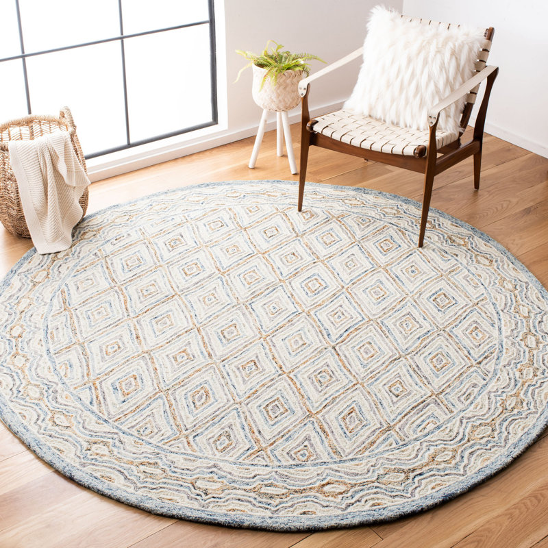 Conley Hand Tufted Wool Geometric Rug, Round 7'