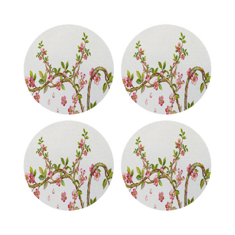 Sous-verres ronds en cuir cerisier rose, Rose