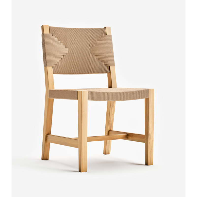 Chaise de salle à manger Monimbo, Naturel / corde tressée croisée kaki, Naturel