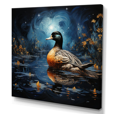 Blue Duck Midnight Ponder III - Duck Animal Wall Art