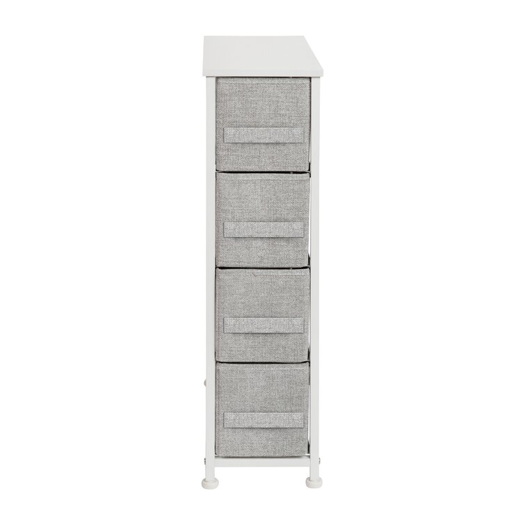 mDesign Narrow Dresser Storage Tower Stand with 4 Removable Fabric Drawers,  Gray