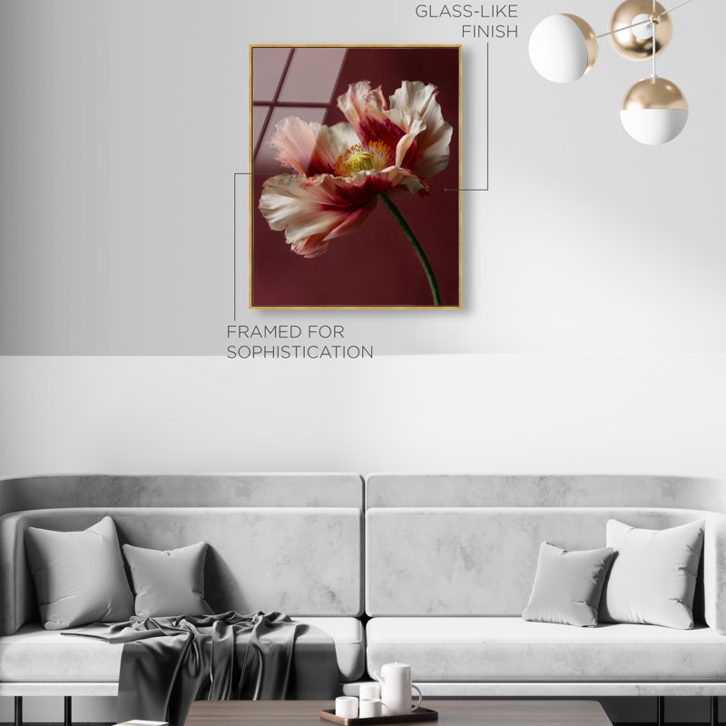 Merlot Blush Blossom I Print, 37"H x 46"W, Gold Floater Frame