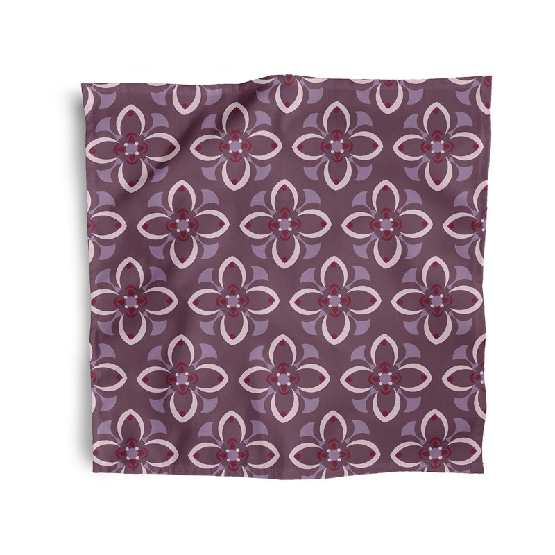 Chanele Geometric Floral Pattern Napkins, Purple