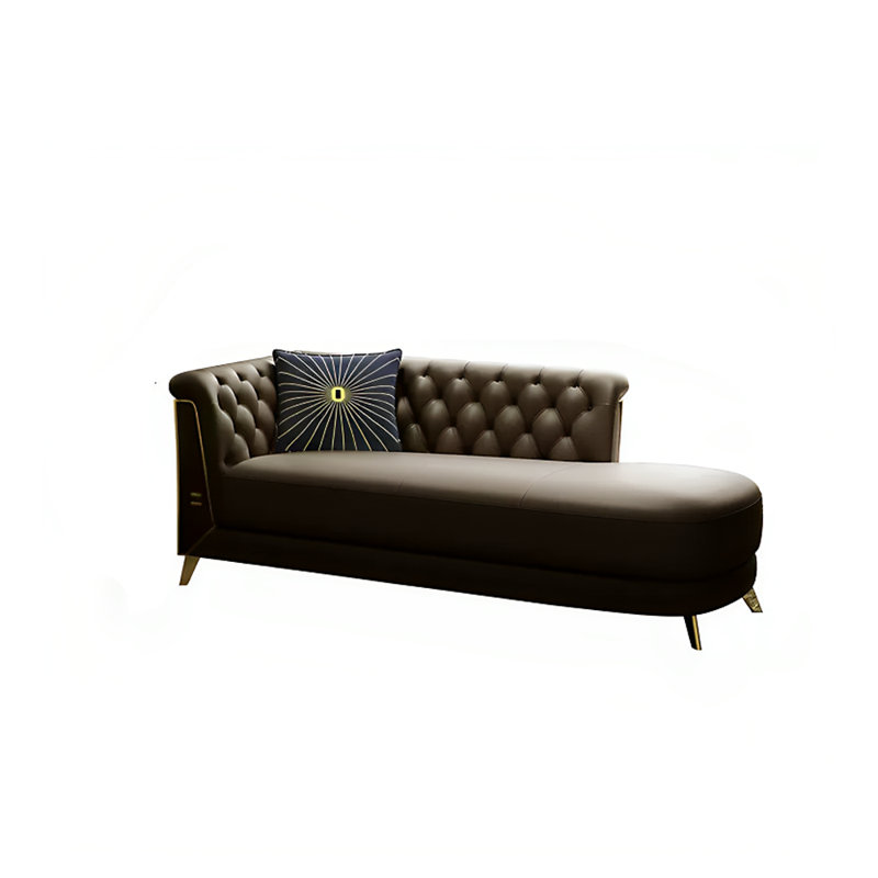 Chaise longue rembourrée Modern Casual, Similicuir brun foncé, Chaise longue à accoudoir gauche