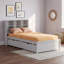 Lit plateforme simple en bois avec tête de lit, port de chargement et deux tiroirs-1195453386