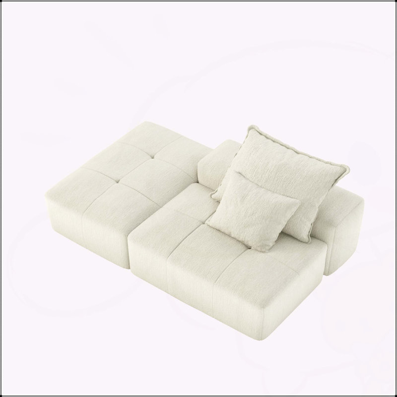 Canapé modulaire surdimensionné surdimensionné, tissu chenille scintillant, coussin moelleux, 2 coussins, aucun assemblage requis