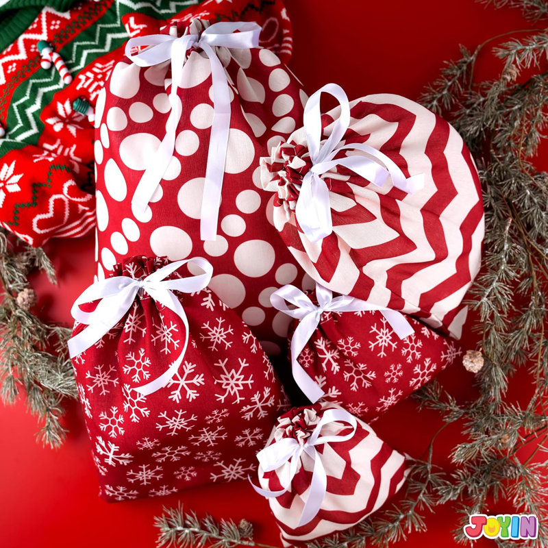 Ensemble de sacs-cadeaux de Noël uniques - 6 pièces