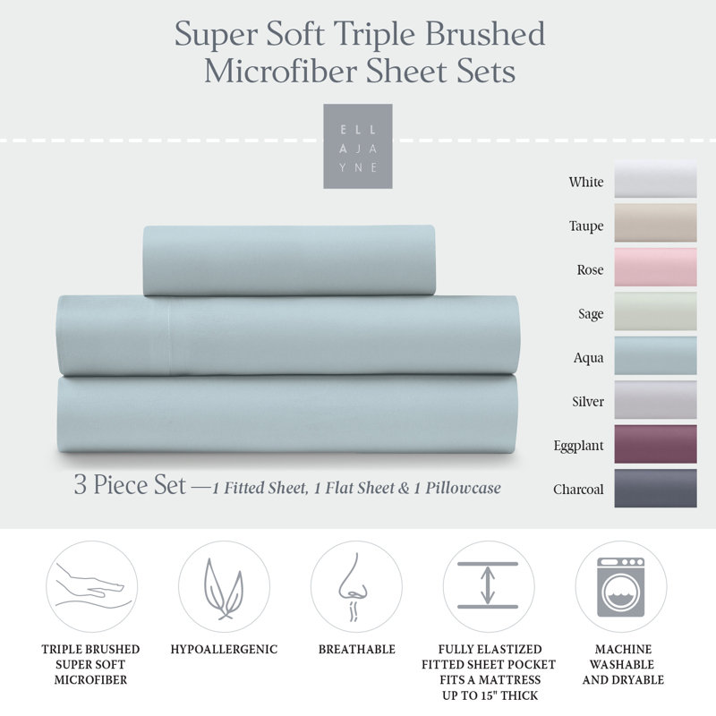 Cozy Touch Microfiber Sheets, Aqua, Full
