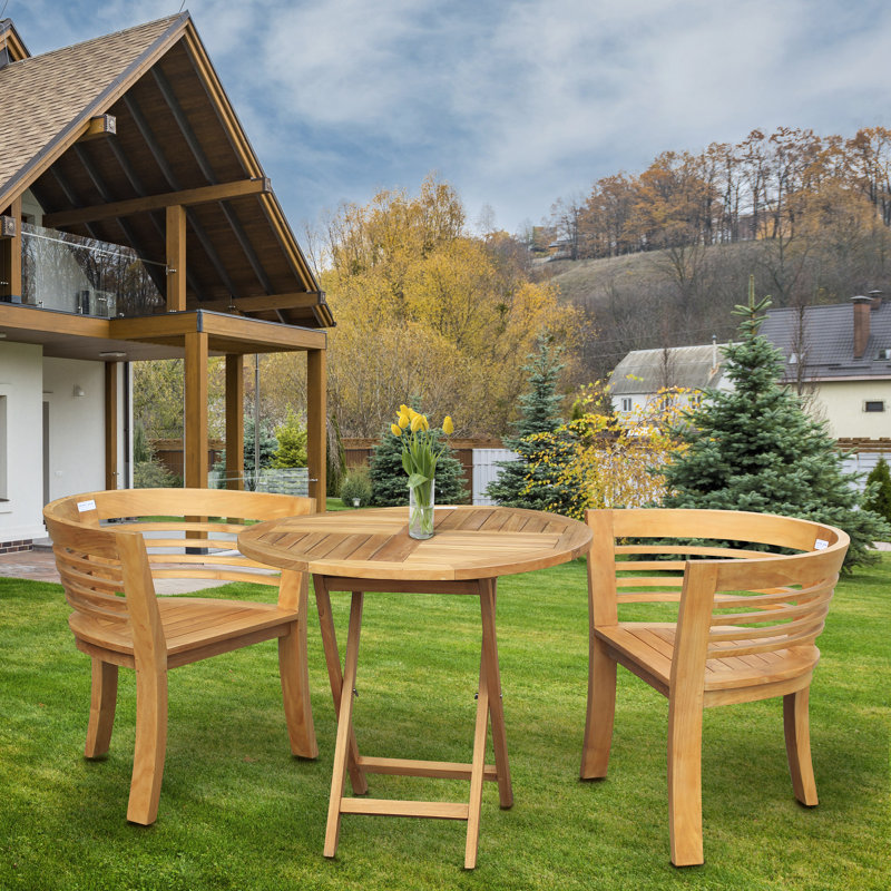 Outdoor 3 - Piece Teak Dining Set