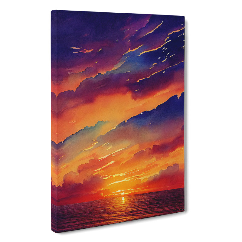 A Vivid Ocean Sunset - Wrapped Canvas, 76cm H x 50cm W x 3cm D