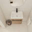 Meuble-lavabo flottant mural 18 po avec lavabo en céramique et porte d'armoire à fermeture en douceur, pour petite salle de bain-527342487