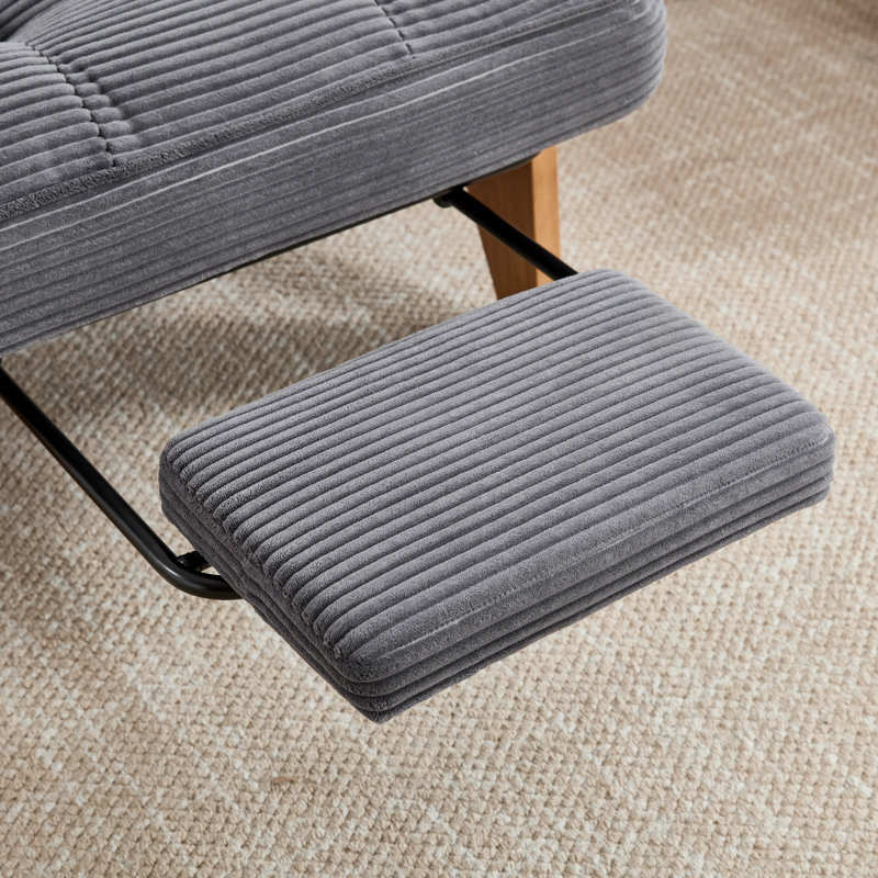 Corduroy Accent Chair with Adjustable Footrest ,Lounge Chair with Adjustable Backrest,Reclining Chair For Reading Room,Living Room,Apartment, Office (Set of 2)